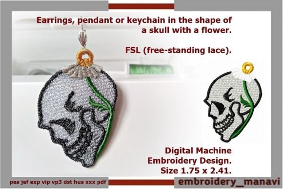 Earrings Pendant Keychain Skull Flowers Review